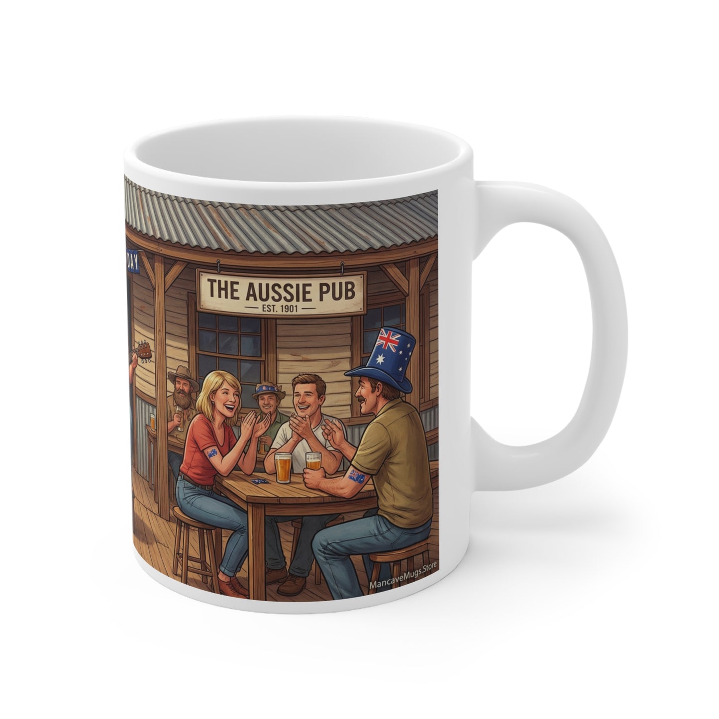 Australia Day Backyard BBQ Coffee Mug | Country Music Guitar Pub Scene