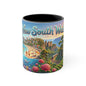 New South Wales coastal illustration Coffee Mug, Sydney Harbour, beach wildlife, colourful accent mug