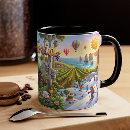 Victoria Australia Illustration Coffee Mug , 11oz Ceramic Accent Mug