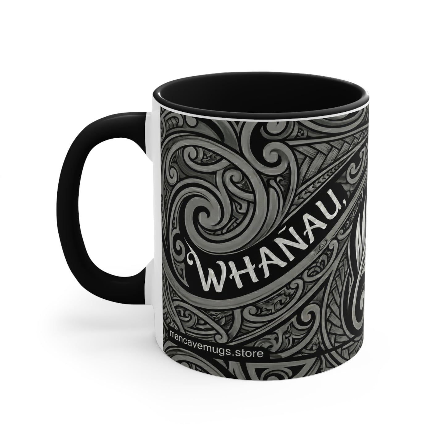 Maori Koru Whānau Accent Coffee Mug — 11oz Tribal Fern Design
