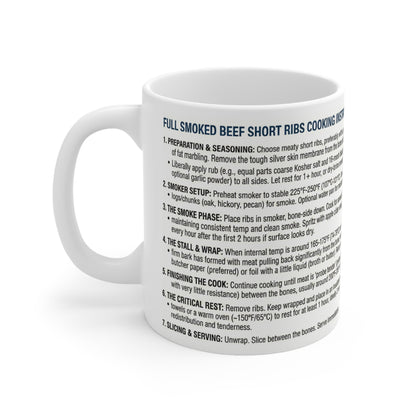 Beef Short Ribs Cooking Instructions Coffee Mug — Ceramic 11oz BBQ Recipe Coffee Cup