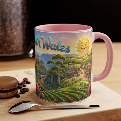 New South Wales coastal illustration Coffee Mug, Sydney Harbour, beach wildlife, colourful accent mug