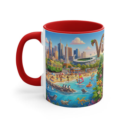 Victoria Australia Illustration Coffee Mug , 11oz Ceramic Accent Mug