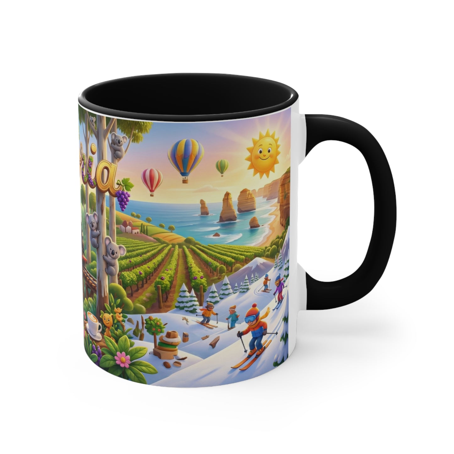 Victoria Australia Illustration Coffee Mug , 11oz Ceramic Accent Mug