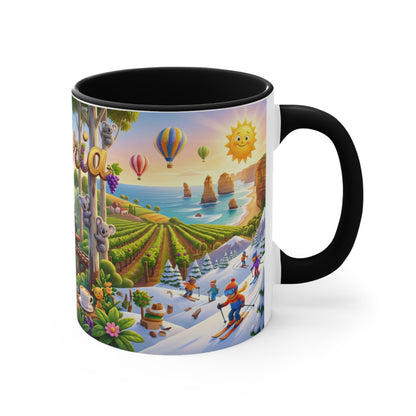 Victoria Australia Illustration Coffee Mug , 11oz Ceramic Accent Mug