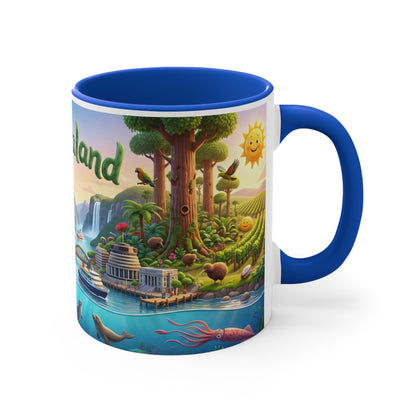 New Zealand Scenic Map Coffee Mug,  Color Accent 11oz
