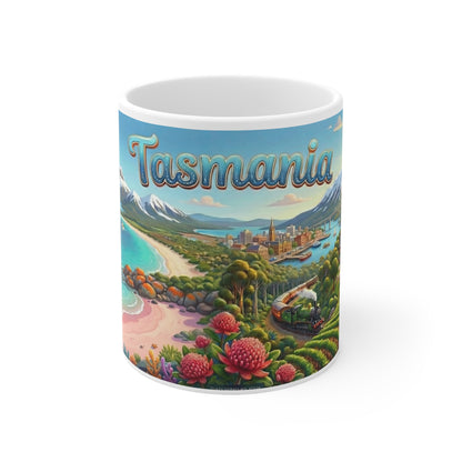 Tasmania Scenic Mug — Colorful Coastal Travel Souvenir Coffee Cup