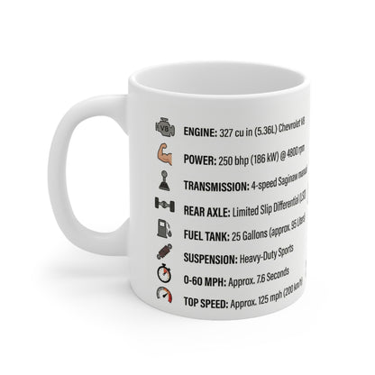 1968 HK Monaro Specs Coffee Mug — Classic Muscle Car Illustration & Fun Facts