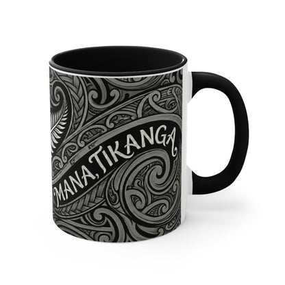 Maori Koru Whānau Accent Coffee Mug — 11oz Tribal Fern Design