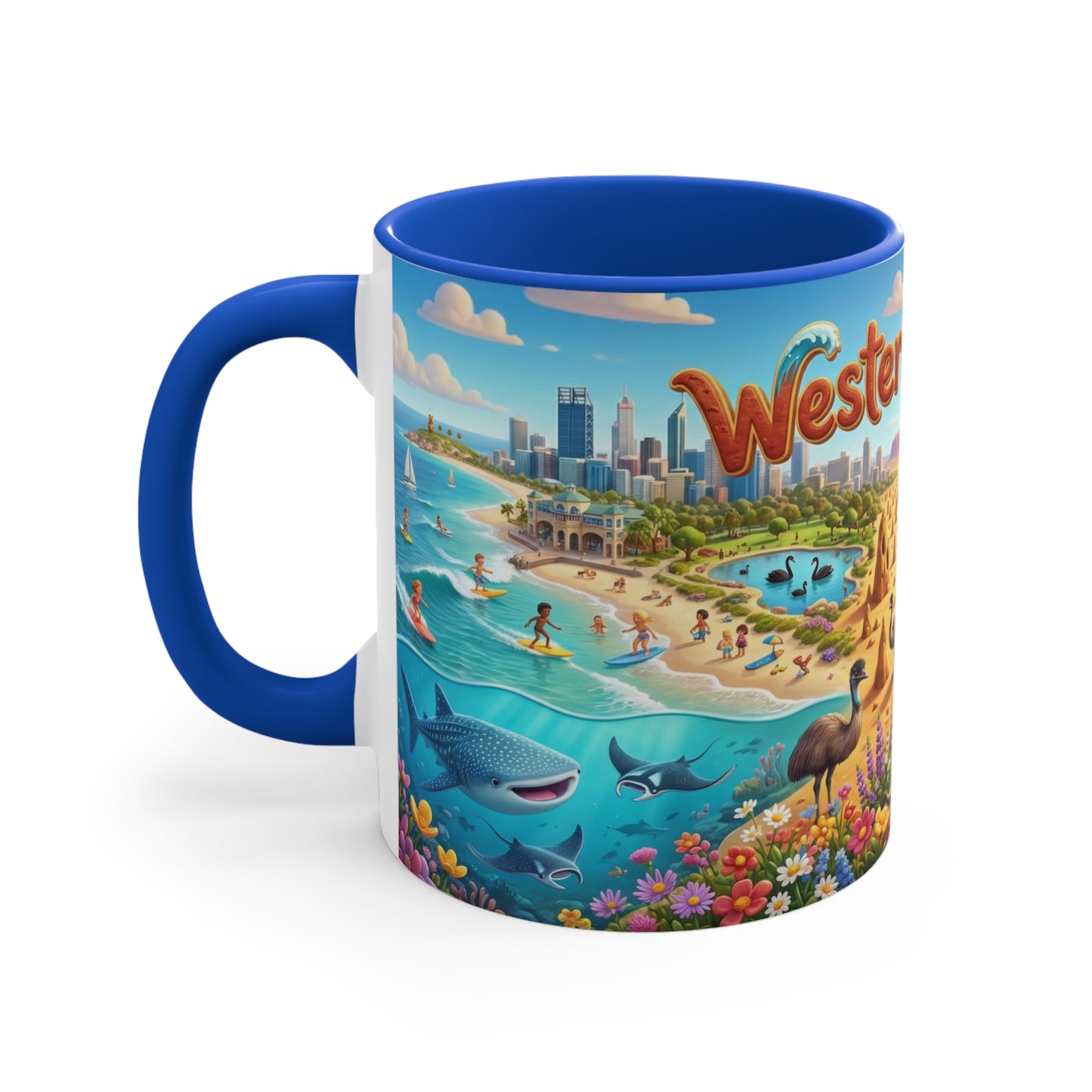 Western Australia Illustration Coffee Mug,  11oz Accent Coffee Cup