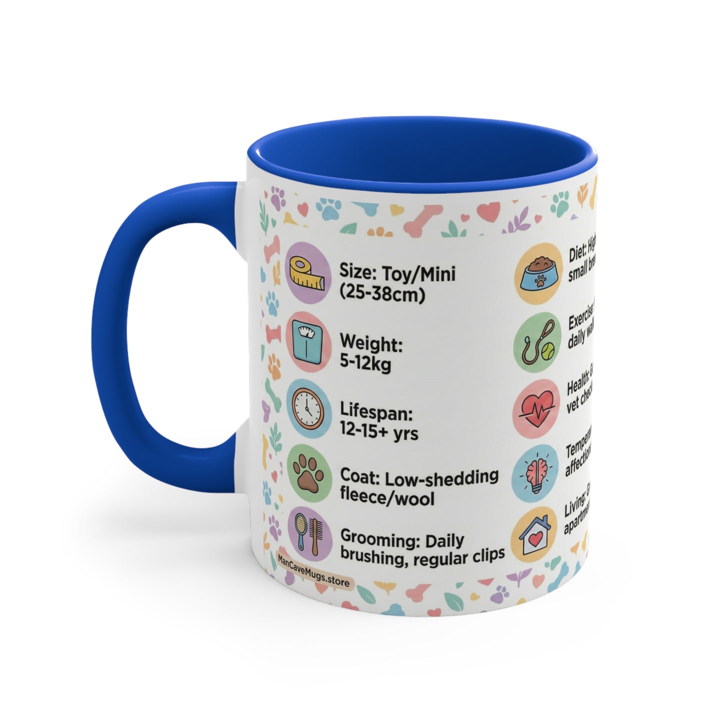 Cavoodle Info Accent Coffee Mug — Colorful 11oz Guide (Size, Care, Temperament)