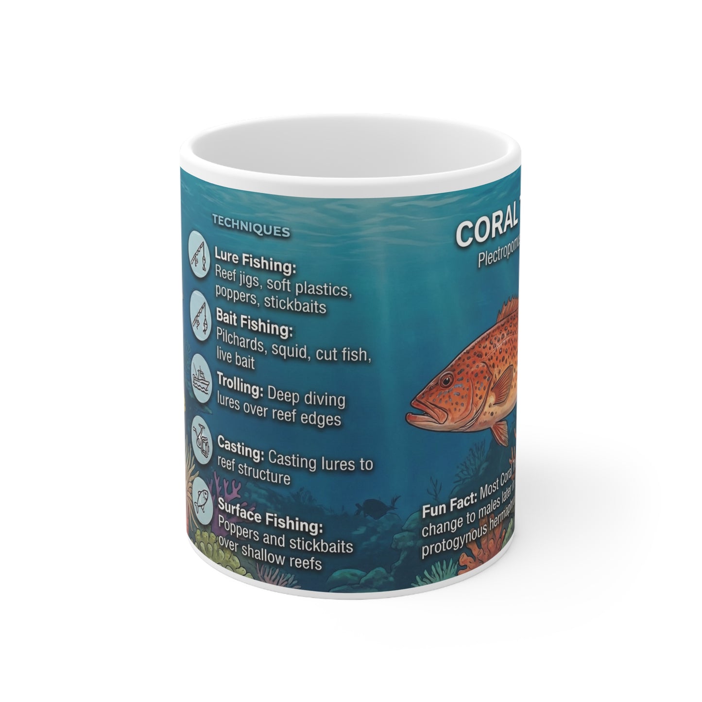 Coral Reef Fish Specs Ceramic Mug — 11oz Educational Marine Life Coffee Cup