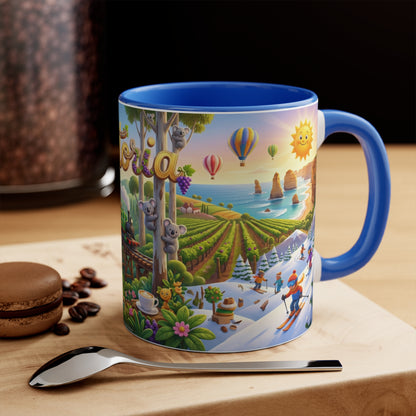 Victoria Australia Illustration Coffee Mug , 11oz Ceramic Accent Mug