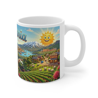 Tasmania Scenic Mug — Colorful Coastal Travel Souvenir Coffee Cup