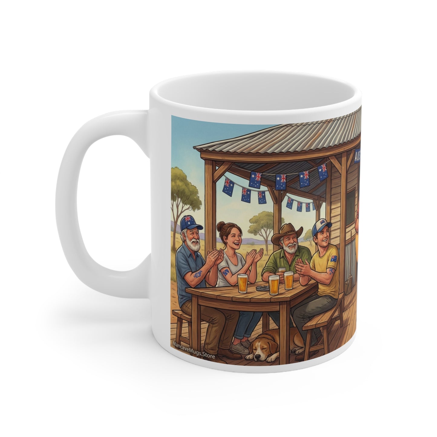 Australia Day Backyard BBQ Coffee Mug | Country Music Guitar Pub Scene