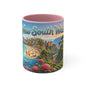 New South Wales coastal illustration Coffee Mug, Sydney Harbour, beach wildlife, colourful accent mug