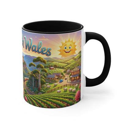 New South Wales coastal illustration Coffee Mug, Sydney Harbour, beach wildlife, colourful accent mug