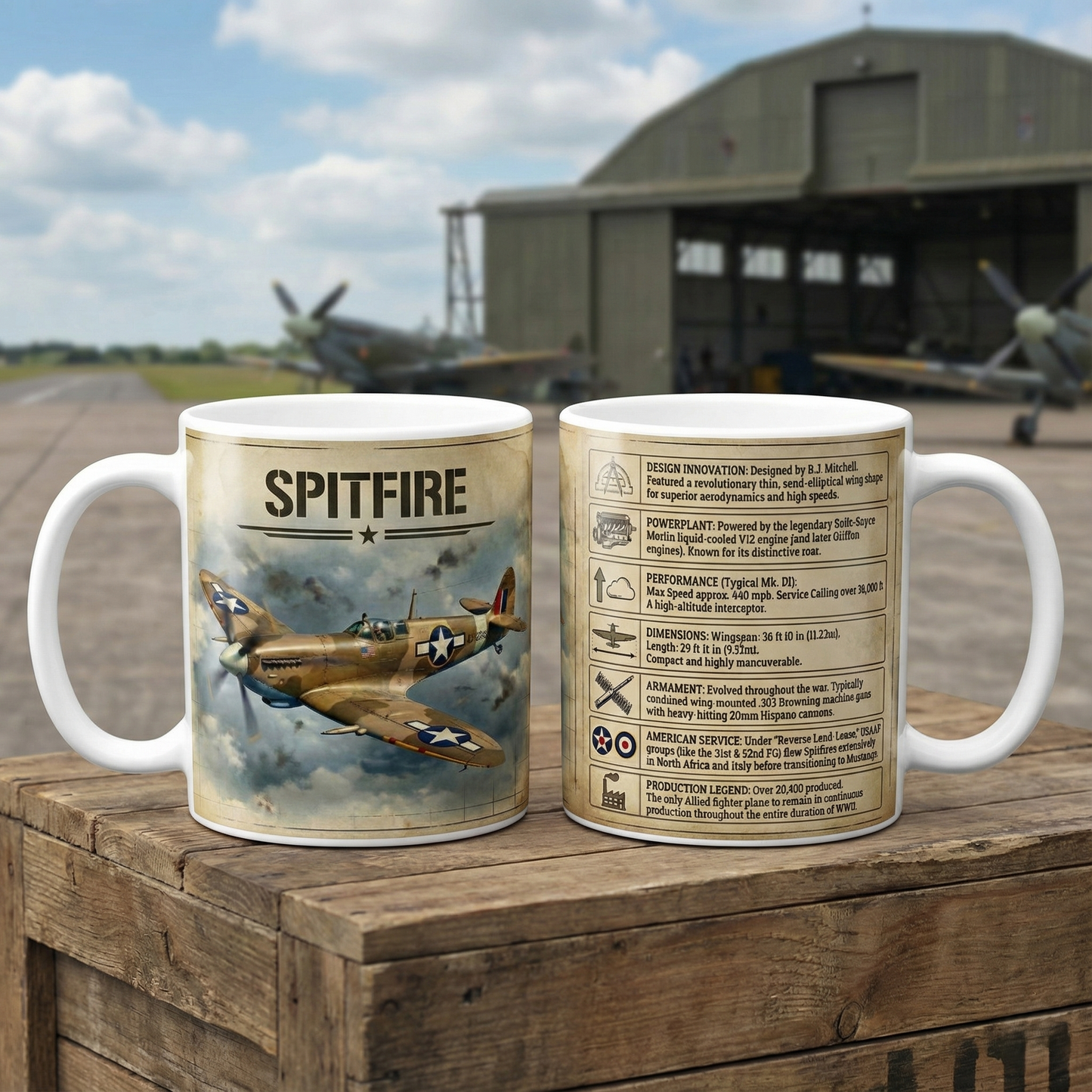 WW2 Spitfire Ceramic Mug — 11oz Vintage Aircraft Coffee Cup