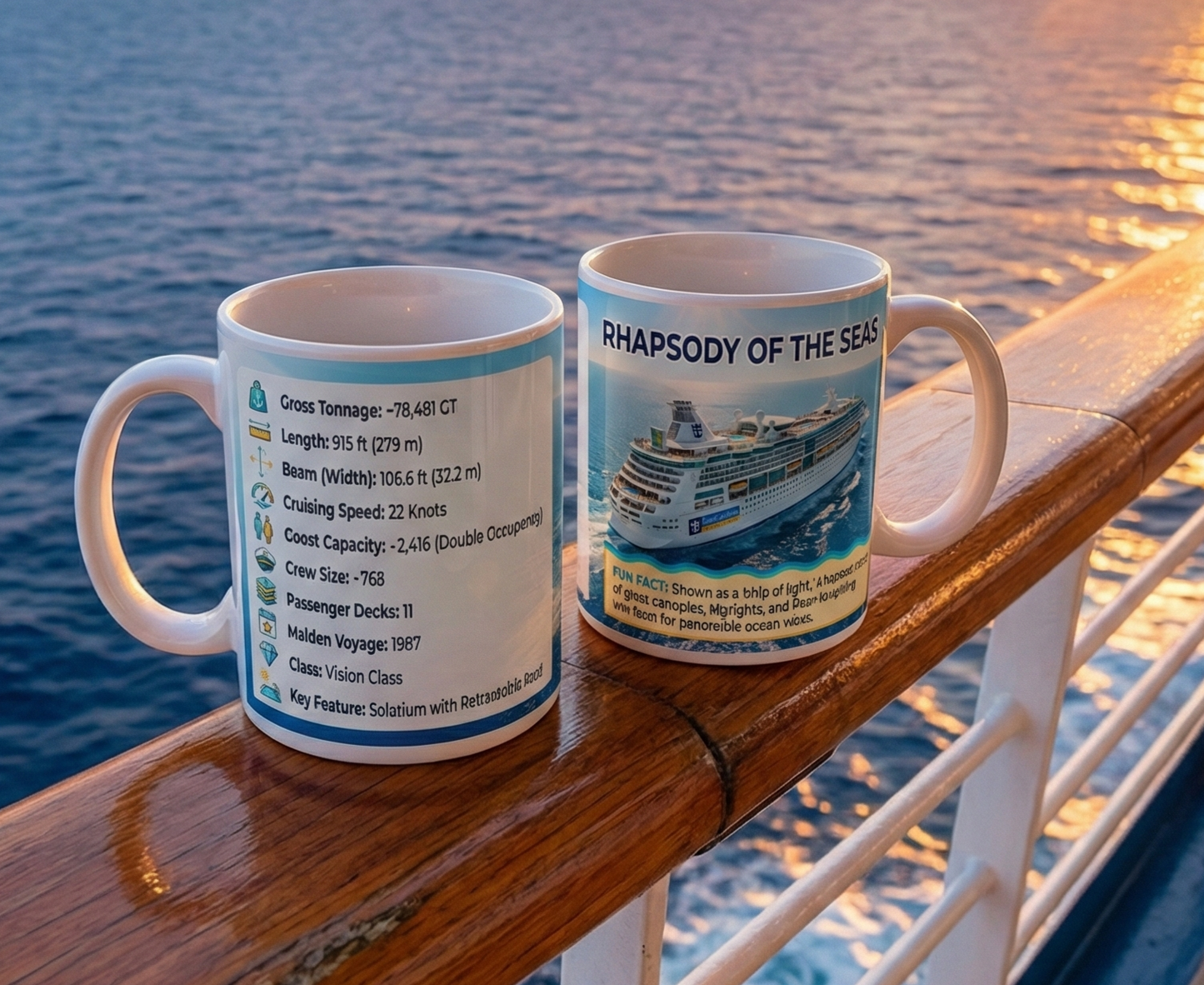 Cruise Ship Specs Mug, Rhapsody of the Seas Info Coffee Mug