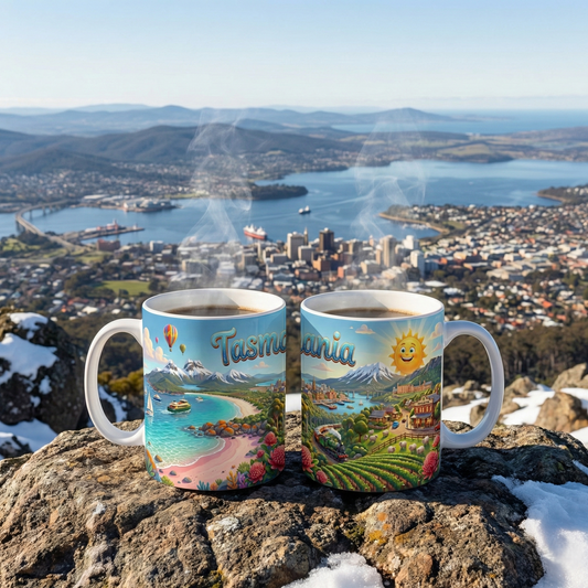 Tasmania Scenic Mug — Colorful Coastal Travel Souvenir Coffee Cup