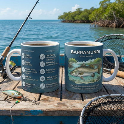 Barramundi Fishing Mug — Species Guide Ceramic Coffee Cup