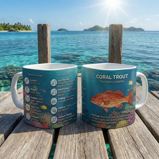 Coral Reef Fish Specs Ceramic Mug — 11oz Educational Marine Life Coffee Cup
