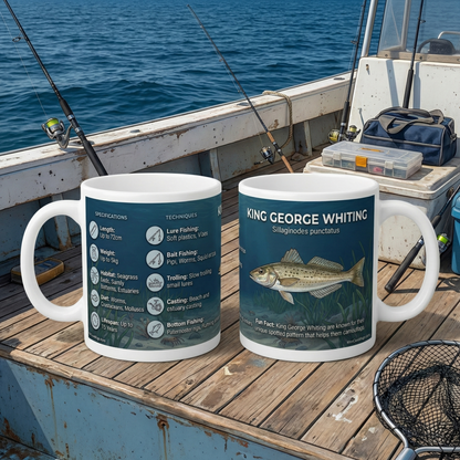 King George Whiting Fishing Mug — Species Guide Ceramic Coffee Cup (11oz)