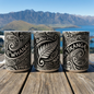 Whanau Maori Pattern Ceramic Coffee Mug — 11oz Tribal Koru Design