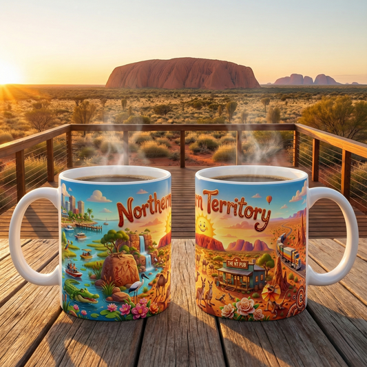 Northern Territory Illustrated Scene Coffee Mug , 11oz Color Accent