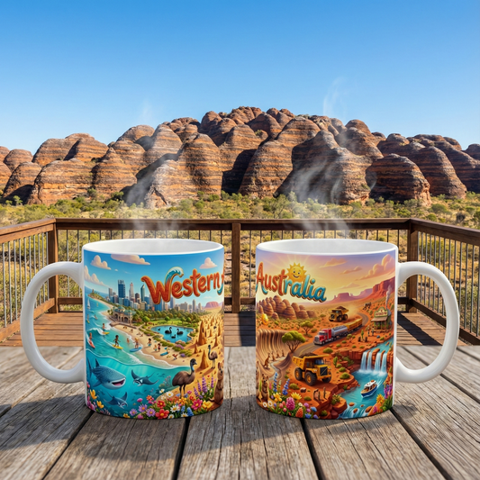 Western Australia Illustration Coffee Mug,  11oz Accent Coffee Cup