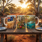 Australian Wildlife Ceramic Coffee Mug — Kangaroo, Koala & Native Flora 11oz