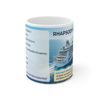 Cruise Ship Specs Mug, Rhapsody of the Seas Info Coffee Mug