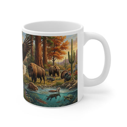 American Flag Bald Eagle Ceramic Coffee Mug — Patriotic 11oz Coffee Cup