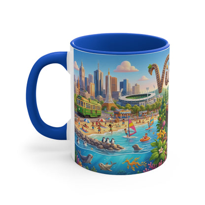 Victoria Australia Illustration Coffee Mug , 11oz Ceramic Accent Mug