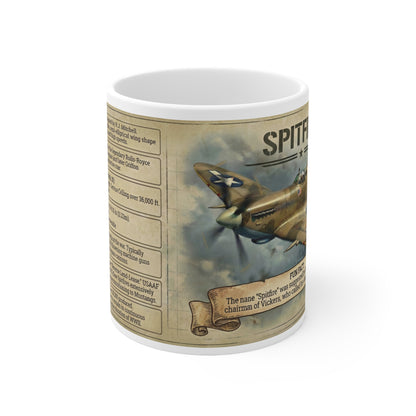 WW2 Spitfire Ceramic Mug — 11oz Vintage Aircraft Coffee Cup