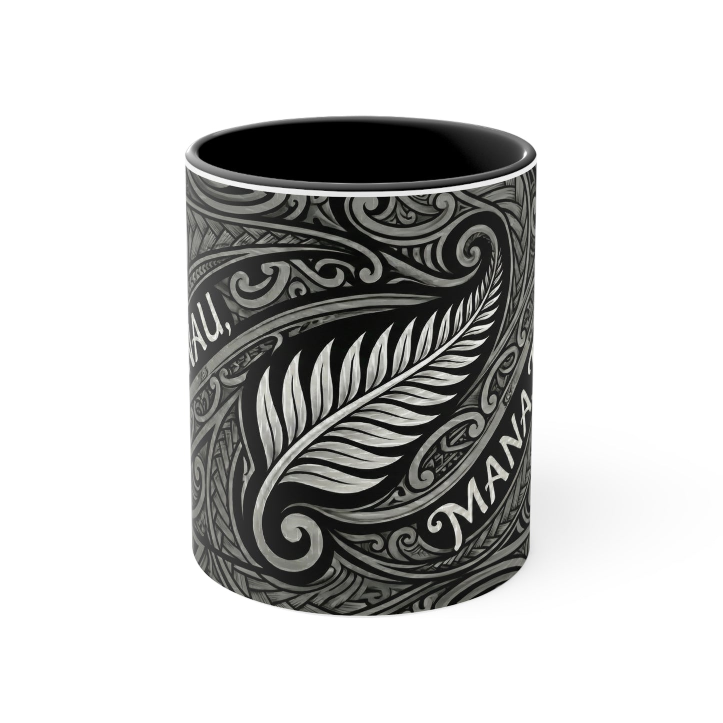 Maori Koru Whānau Accent Coffee Mug — 11oz Tribal Fern Design