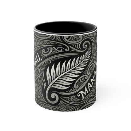 Maori Koru Whānau Accent Coffee Mug — 11oz Tribal Fern Design