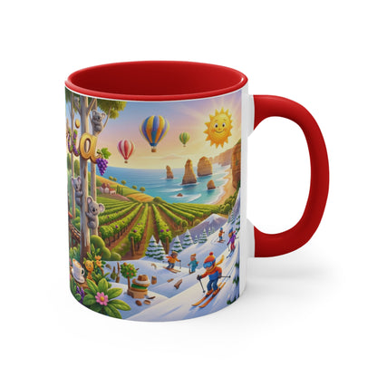 Victoria Australia Illustration Coffee Mug , 11oz Ceramic Accent Mug