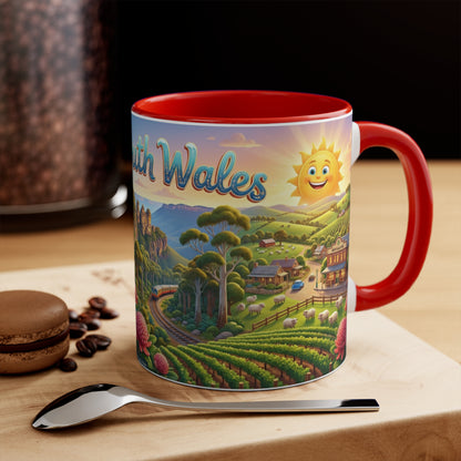 New South Wales coastal illustration Coffee Mug, Sydney Harbour, beach wildlife, colourful accent mug