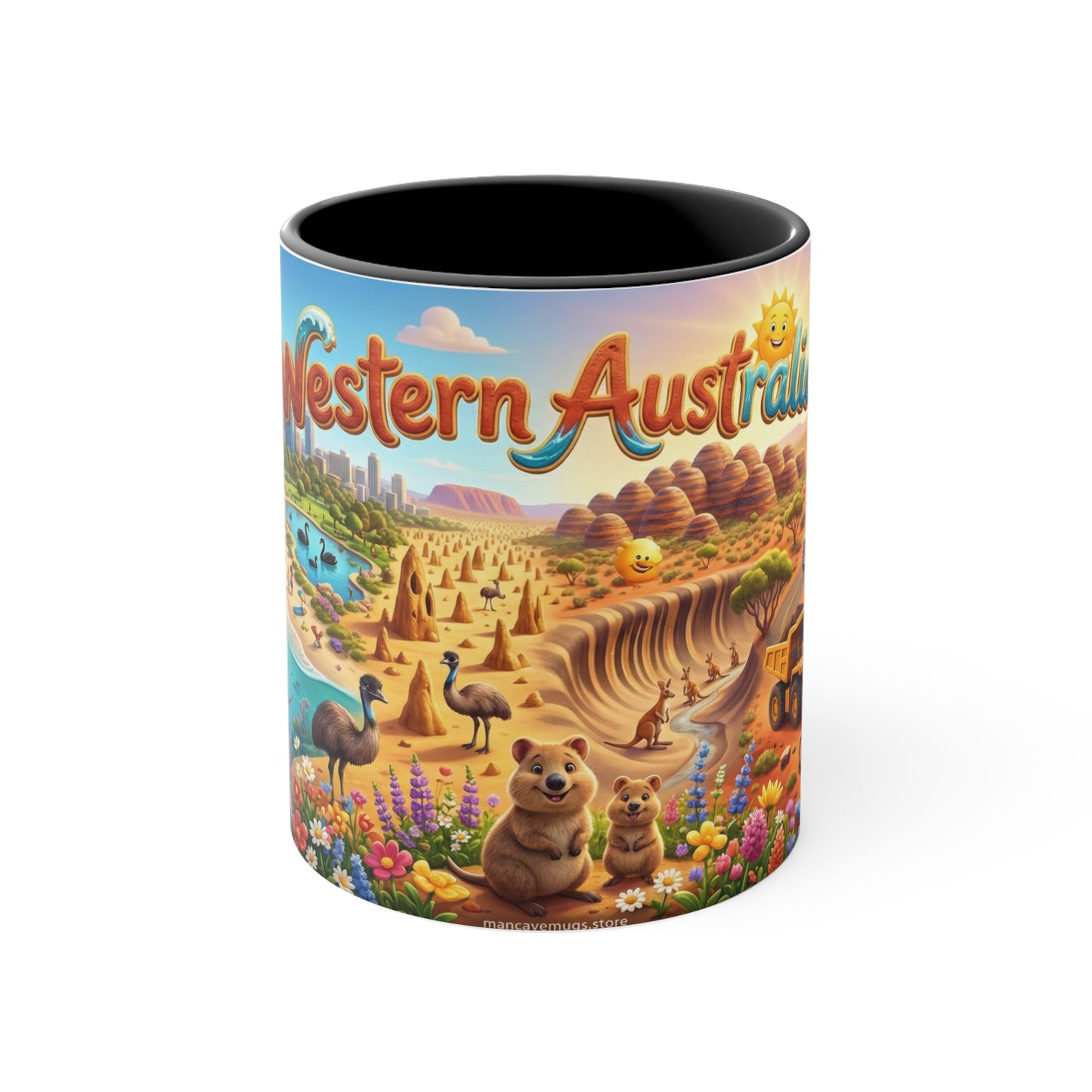Western Australia Illustration Coffee Mug,  11oz Accent Coffee Cup