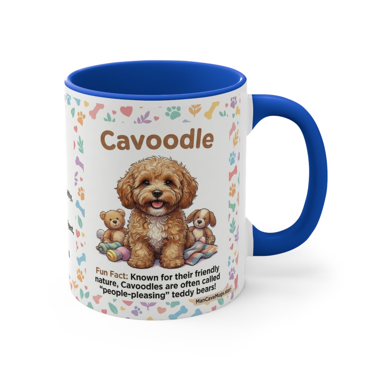 Cavoodle Info Accent Coffee Mug — Colorful 11oz Guide (Size, Care, Temperament)