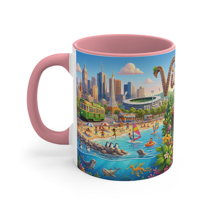 Victoria Australia Illustration Coffee Mug , 11oz Ceramic Accent Mug