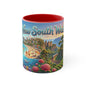 New South Wales coastal illustration Coffee Mug, Sydney Harbour, beach wildlife, colourful accent mug