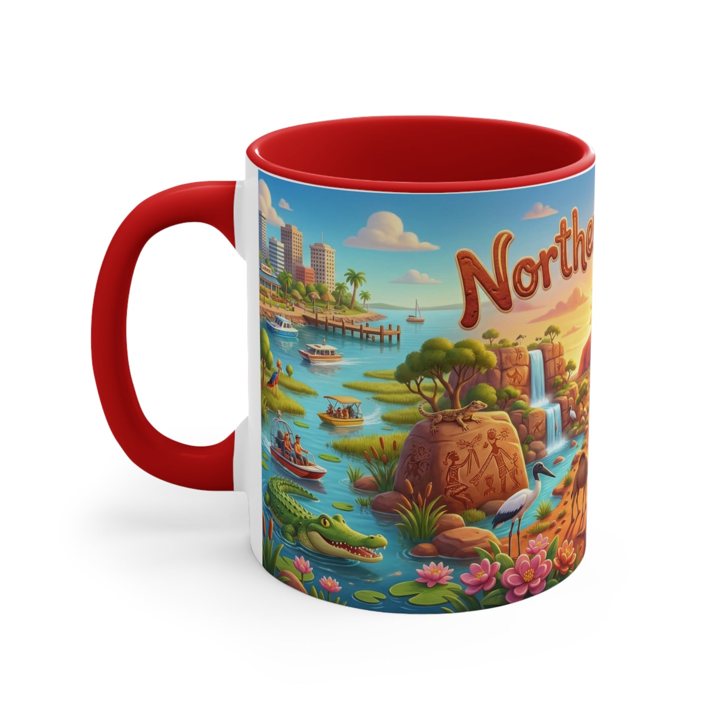 Northern Territory Illustrated Scene Coffee Mug , 11oz Color Accent