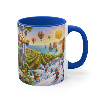 Victoria Australia Illustration Coffee Mug , 11oz Ceramic Accent Mug