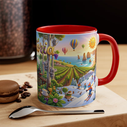 Victoria Australia Illustration Coffee Mug , 11oz Ceramic Accent Mug