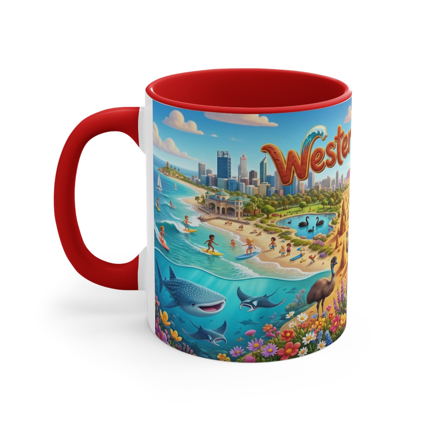 Western Australia Illustration Coffee Mug,  11oz Accent Coffee Cup